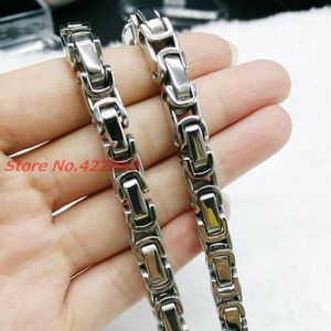 Chains Mens Boys 8mm Box Byzantine Necklace Silver Color Promotion 316L Stainless Steel Chain Gift JewelryChains