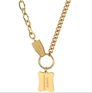 Woman 18K Gold Plated Stainless Steel Love Charm Sweater Chain Rolo Necklace