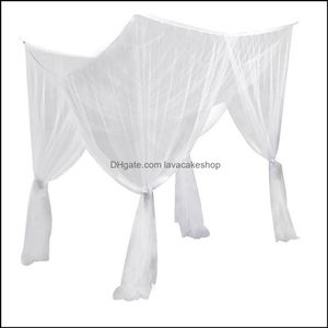 Mosquito Net Bedding Supplies Home Textiles Garden Canopy Fl Size Post Bed Curtain Dustproof Queen King Decoration Netting 4 Corne252a