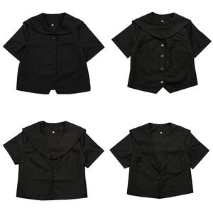 Kläder sätter japansk skola Short Sleeve Black Sailor Suit T-shirt Sapporo Lapel Kanto Kansai Nagoya JK Uniforms Basic Tops