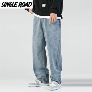 Одноместный роуд мужские мешковатые джинсы моды негабаритные хип-хоп джинсовые брюки мужские уличные корейские брюки синий на 220328