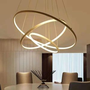 Lâmpadas pendentes de lustres LED modernos para a sala de jantar de vida, quarto redondo anel de lâmpada de lâmpada leve pendurada iluminação círculo