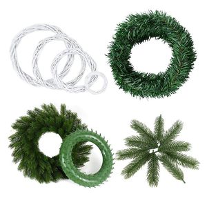 Decorative Flowers & Wreaths 10-30cm Christmas Rattan Ring Artificial Pine Needles Garland For Home Paert Decoration DIY Floral Wreath Acces