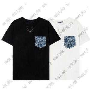 Womens Denim Shirts оптовых-2022 Summer Europe Mens T Rooms Designer роскошные классические парижские джинсовые карманные футболки мода
