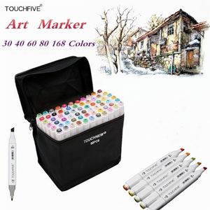 30/40/60/80 Farben Kunst Marker Set Dual Kopf Alkohol Skizze Marker Stift Für Manga Zeichnung Marker Design Liefert 210226