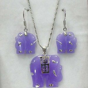 Gioielli di moda set Aaa Purple Jade intagliato Elefante Paperino