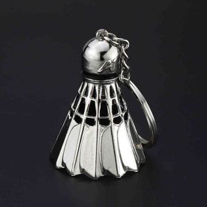 Creative Metal Badminton Keychain Simulering 3D Badminton Pendant Gymnasium Sport Club Promotional Souvenir Key Ring Gift G220421