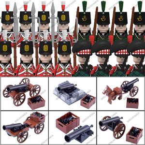WW2 Military British Soldier Figures Building Blocks Army Medieval Napoleonic Wars Gun Sword Cannon Weapons MOC Bricks Toys Gift 220715