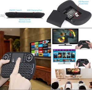 Quente Mini Rii i8 Teclado Sem Fio 2.4G Air Mouse Controle Remoto Touchpad Retroiluminado para Smart Android TV Box Tablet Pc Inglês Dropshipping