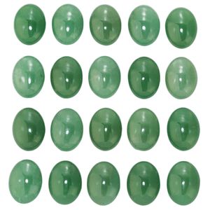 Naturlig grön Aventurine Oval Flat Back Gemstone Cabochons Healing Chakra Crystal Stone Bead Cab Cover Inget hål för smycken hantverk