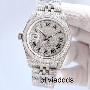 풀 다이아몬드 남성 시계 41mm 자동 기계 손목 시계 다이아몬드 베젤 방수 손목 시계 Montre de Luxe Watches Men Ospe