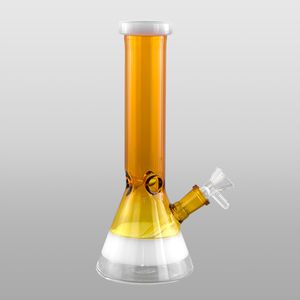 9.3-Inch Light Brown Beaker Base Straight Tube Hookah Bong - Diffused Downstem Percolator, 14mm Female Joint