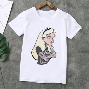 T-shirts Children Cartoon T Shirt For Girls Tattoo Princess Girl T-shirt Leisure Egirl Clothes Kids Boys Graphic ShirtsT-shirts