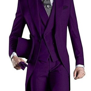 الكلاسيكية الطويلة العريس Tuxedo الرسمية المخصصة تصميم Tailcoat الرجال الحزب العريس دعاوى لزفاف الزفاف سترة+سروال+سترة 220407