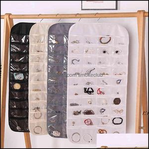 Organizzatori per porte dell'armadio Organizzazione per la conservazione della cucina Housekee Home Garden 80 Grid Pocket Hanging Loop Jewelry Bag Collana Bracciale Earrin