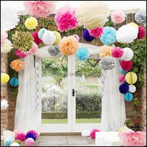 Decorative Flowers Wreaths Festive Party Supplies Home Garden Tissue Paper Flower Ball Colorf Hand Made Pom Poms Balls For Wedding Decorat