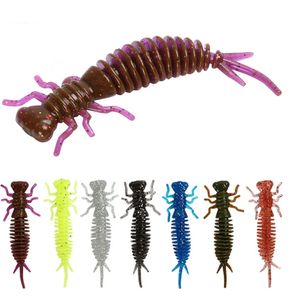 10pcslot solucan larva yumuşak lures 55cm75cm10cm yapay silikon yem jigging wobblers bas sazan pesca balıkçılık mücadele 220726