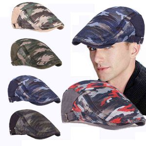 Man 5 färger mode andas justerbar anka mun mössor unisex kamouflage mesh basker hattar män sommar bekväm solskyddsmedel J220722