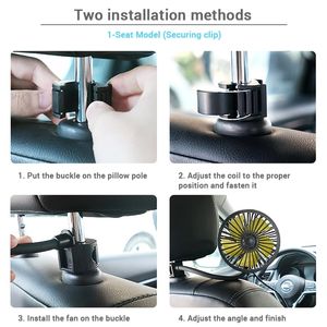 Regulowany wentylator samochodu o 360 stopni 12V 24 V Universal USB Cooling Fan Fan Pulton