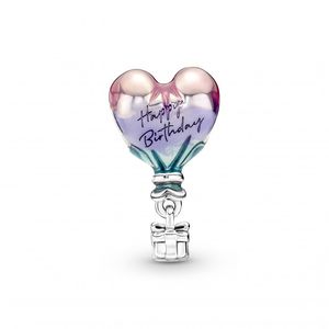Grattis på födelsedagen Hot Air Balloon Charm 925 Silver Fits Pandora Armband 791501C01 Andy Jewel