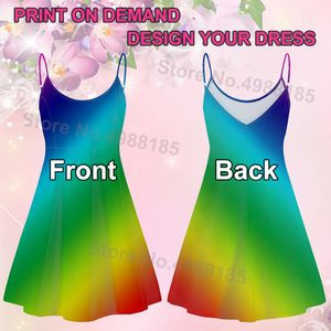 doginthehole Fashion Women Sling Dress 3D Custom All Printed Knee Length Skirt Teen Girls Sweet Sexy 220616