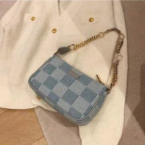 Mode blaue Gitter -Umhängetasche bequeme einfache großzügige und vielseitige Kollokation Handtasche Mini -Quadratbeutel