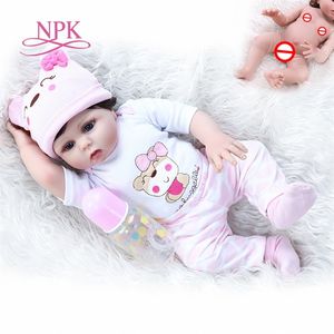 48CM full body soft silicone reborn baby girl doll in pink dress flexible touch cuddly born Birthday Gift 220505