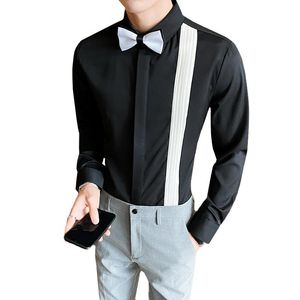 メンズドレスシャツソリッドカラーメンズビジネスバンケットブラック /ホワイトレッドファッションウェディングウエディングパーティータキシードシャツの男性スリムフィット衣類