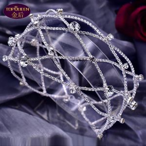 Abbacchiato Diamante Diamond Wedding Tiara Baroque Bridal Headwear Corona Strass con gioielli da donna Accessori per capelli Accessori da sposa Corone Bridali