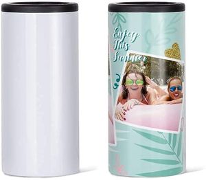 PYD Life 4 Pack 12oz Sublimation Slim White Stainless Steel Can Cooler,Sublimation Can Cooler Sublimation Tumbler,Beer Can Cooler,Beer Holder