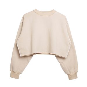 New S XL 9 Colors Solid Khaki Women Autumn Winter Casual Pullover Long Sleeve Loose Cropped Sweatshirt Female Crop Tops LJ200808