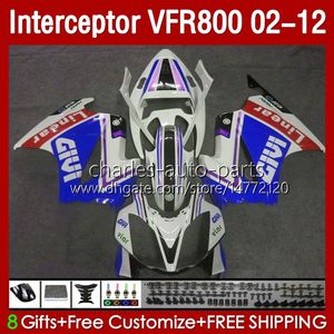 Body For HONDA Interceptor VFR 800RR 800 VFR800 RR CC VFR800RR 02 2002 2003 2004 2005 2006 2007 129No.127 800CC White blue 02-12 Bodywork VFR-800 08 09 10 11 12 Fairing