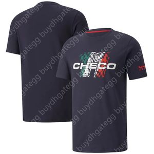 1P7U 2022 Nowa drużyna wyścigowa Formuła 1 Krótka T koszulka Bull Champion Style granatowy czerwony punkt stroju Summer dla mężczyzn t5zk