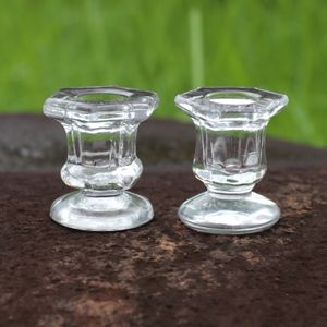 Taper Candle Holder Glass Centerpiece Clear Candlestick Holders Fit 0.75 inch Decorative Stand 2.4 inch Height for Table Wedding Party DHL