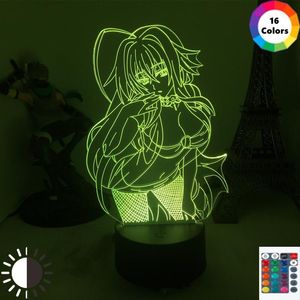 Gece ışıkları anime lise dxd figür lamba rias gremory manga kurulum odası doğum günü hediye dekor sevimli rgb 3d led ışık dxdnight ışıklar