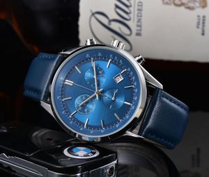 Orologio casual di marca alla moda con cassa lucida al quarzo, multifunzionale, 6 lancette, secondo orologio da uomo al quarzo da donna