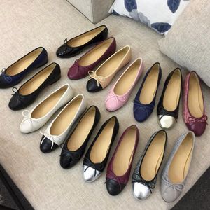2021 Designer Flat Women Shoes Leather Buckle Office Easter Round Viscose Halloween Christmas Luxury Ladies Ballet Lace Box
