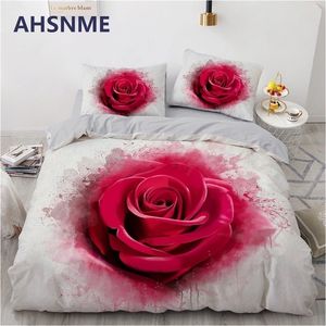 3D Flower Bedding Set Anpassad Single Double King Size 3st Däcke Cover Set Comporter Quilt Pillow Case Rose Bed Set Microfiber 220616