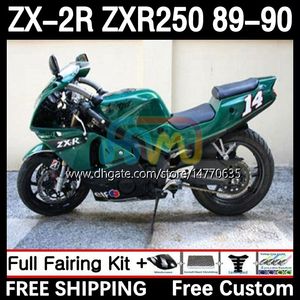 カワサキニンジャのオートバイボディZX2R ZXR250 ZX 2R 2 2 R R250 ZXR 250 89-98ボディワーク8DH.81 ZX2 R ZX-2R ZXR-250 89 90 ZX-R250 1990フルフェアリングキットダークグリーン