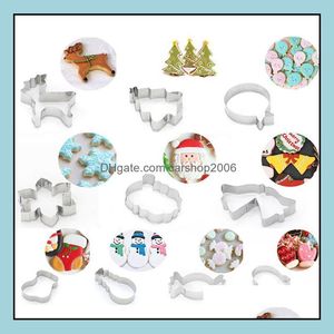 Baking mods Bakeware Kitchen Dining Bar Home Garden Cookie Aluminium Light Gingerbread Men Christmas Tree Animal Dht5i