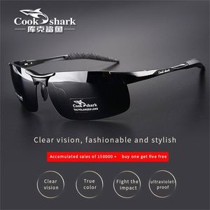 Cozinhe tubarões de alumínio Magnesium Glasses Mens Sunglasses HD Drivantes de direção polarizados de coloridos 220526