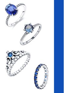 2022 Populära 925 Silverringar Blue Vermiculite Upstream Ms Pandora Jewelry Ring Free Wholesale Transportation