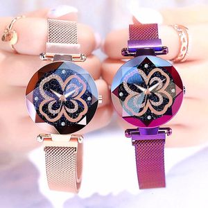 Armbanduhren Frauen Magnetische Sternenhimmel Lucy Blume Uhren Luxus Mode Quarz Für Geschenk Uhr Relogio FemininoArmbanduhren