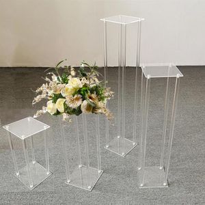 Party Decoration 10pcs/ Lot Acylic Floor Vase Clear Flower Table Centerpiece Marriage Modern Vintage Floral Stand Columns Wedding DecoratiPa