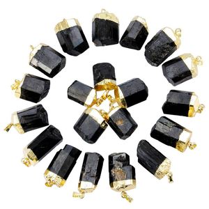 Collane con ciondolo Natural Original Black Tourmaline Gemme casuali Healing Reiki Stone Gold Tone Fit Collana per donna Uomo JewelryPendant