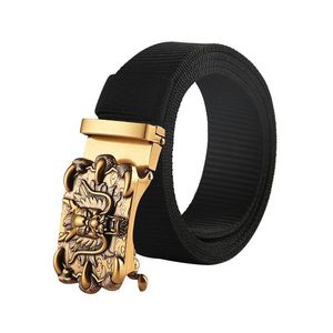 Belts Chinese Style Zodiac Totem Belt Quality Alloy Automatic Buckle Men Casual Nylon Youth And Women Cowboy BeltBelts