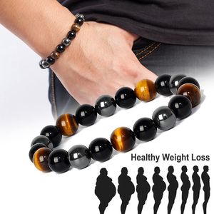 Novos pulseiras de hematita magnética Men Tiger Eye Stone Bread Casal Bracelets for Women Health Care Ajuda Jóias de Perda de Peso