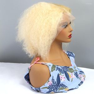 Spetsspår 613 Blond Curly Short Bob Wig Transparent 4x4 Stängning Deep Waval Frontal Brasilian Human Hair for Black Women Tobi22