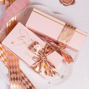Geschenkwikkeling stcs Wedding Gunsten Box Souvenirs With Ribbon Dooping Baby Shower Birthday Party Supplies Event Levert