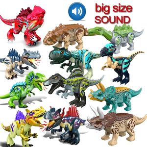 Stor storlek med ljudmonterade byggstenar Toy Dinosaur World Triceratops Tyrannosaurus Animal Model Brick Toys for Children 220715